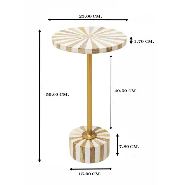 Kare Stolik pomocniczy DOMERO CIRQUE GOLD WHITE Ø 25 x 50 x 25cm / 86571