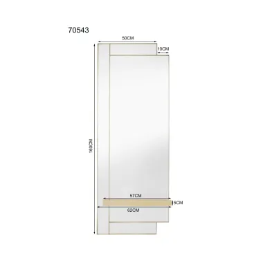 Kare Lustro ścienne GIDEON złoty 60 x 160 x 3cm / 70543