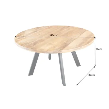 Invicta IRON CRAFT stół do jadalni okrągły naturalne Mango Ø 140cm / 45256
