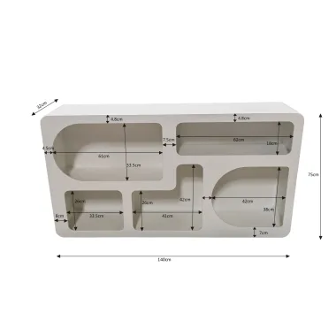 Kare Regał do salonu PACO biały 140 x 75 x 32cm / 87973