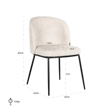 Krzesło tapicerowane ELVI beige chenille fire retardant (Niagara 902 beige) - Richmond