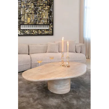 Stolik kawowy FICTUS faux travertine (Beige) 130 x 35 x 80cm - Richmond