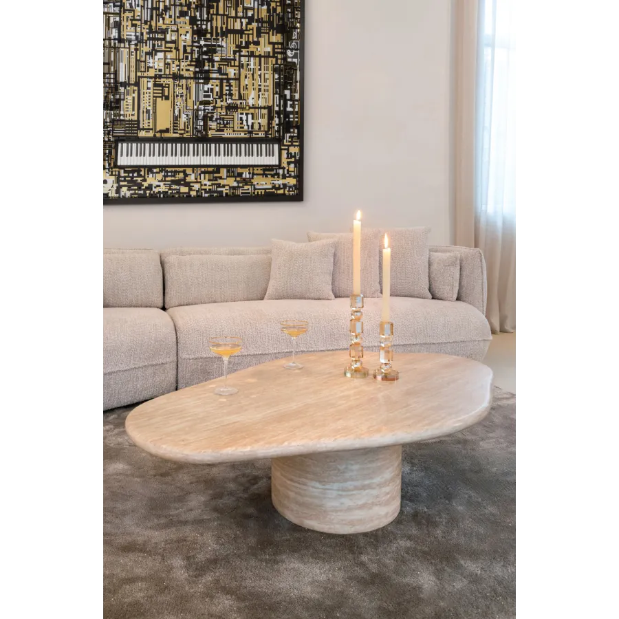 Stolik kawowy FICTUS faux travertine (Beige) 130 x 35 x 80cm - Richmond