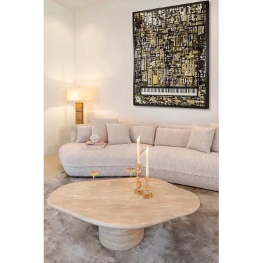 Stolik kawowy FICTUS faux travertine (Beige) 130 x 35 x 80cm - Richmond