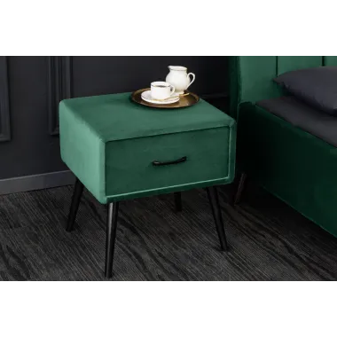 INVICTA Szafka nocna SIXTIES velvet szmaragdowo-zielony 45cm / 41019