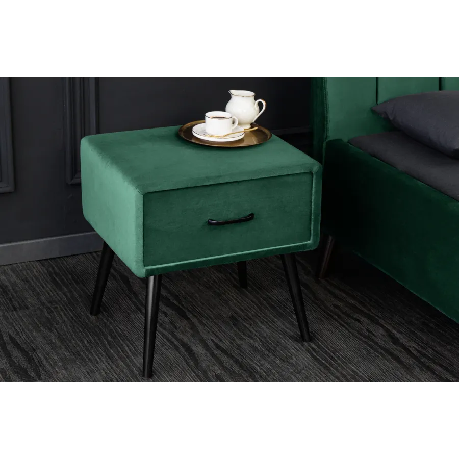 INVICTA Szafka nocna SIXTIES velvet szmaragdowo-zielony 45cm / 41019
