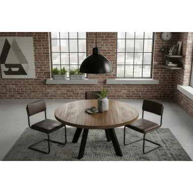 Invicta IRON CRAFT stół do jadalni okrągły mango taupe brown Ø 120cm / 46796