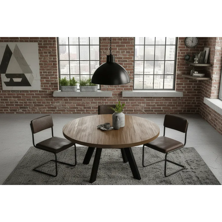 Invicta IRON CRAFT stół do jadalni okrągły mango taupe brown Ø 120cm / 46796