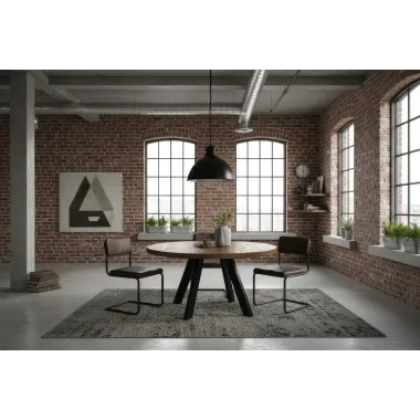 Invicta IRON CRAFT stół do jadalni okrągły mango taupe brown Ø 120cm / 46796