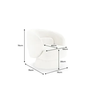 Invicta Fotel BOSSA NOVA Bouclé biały 75cm / 43526