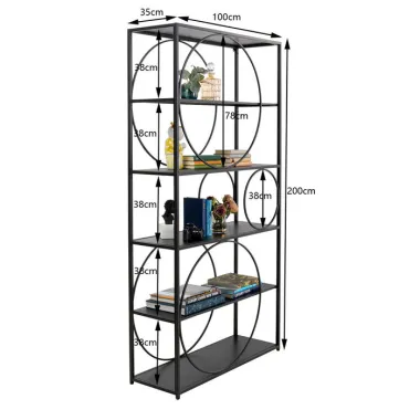 Kare Regał CIRCLE czarny 100 x 200 x 35cm / 86181