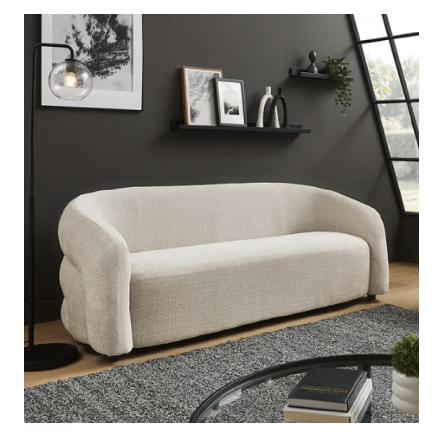 Invicta Sofa VOQUE tapicerowana 3 osobowa chenille beżowa 198 x 76 x 85cm / 47464