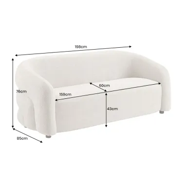 Invicta Sofa VOQUE tapicerowana 3 osobowa chenille szara 198 x 76 x 85cm / 47466