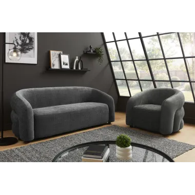 Invicta Sofa VOQUE tapicerowana 3 osobowa chenille szara 198 x 76 x 85cm / 47466