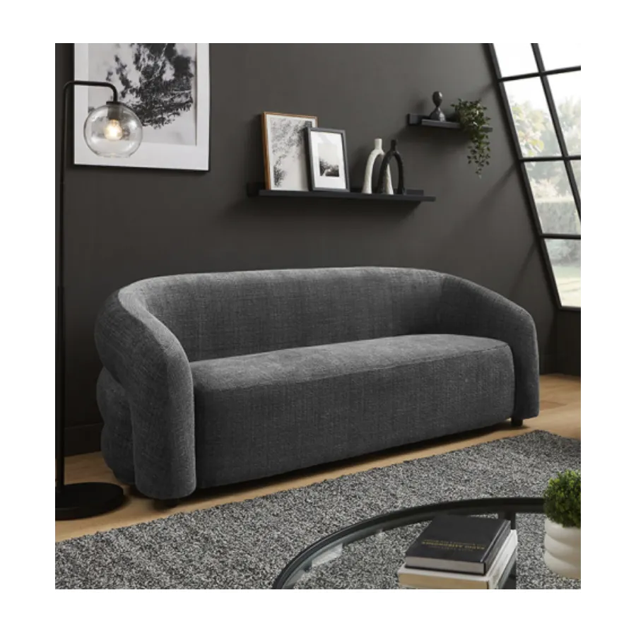 Invicta Sofa VOUGE tapicerowana 3 osobowa chenille szara 198 x 76 x 85cm / 47466