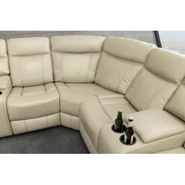 Invicta Sofa narożna HOLLYWOD 5 osobowa beż imitacja skóry 270cm / 47589