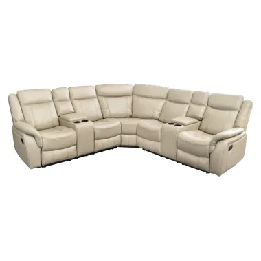 Invicta Sofa narożna HOLLYWOOD 5 osobowa beż imitacja skóry 270cm / 47589