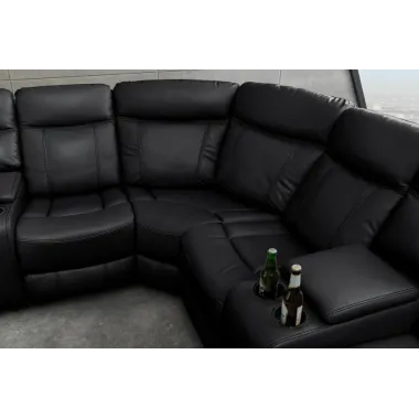 Invicta Sofa narożna HOLLYWOD 5 osobowa czarna imitacja skóry 270cm / 47590