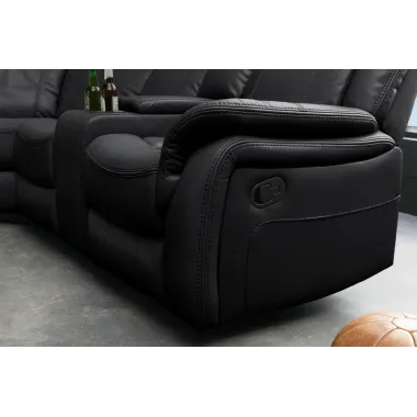 Invicta Sofa narożna HOLLYWOOD 5 osobowa czarna imitacja skóry 270cm / 47590