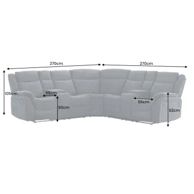 Invicta Sofa narożna HOLLYWOOD 5 osobowa czarna imitacja skóry 270cm / 47590