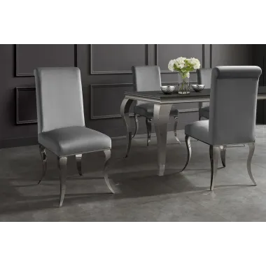 MODERN BAROCK Krzesło z pikowaniem srebrne / 37906