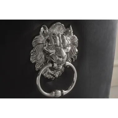 Invicta Krzesło Modern Barock z kołatką czarne nogi srebrne / 47491