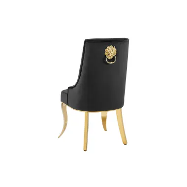 Invicta Krzesło Modern Barock z kołatką czarne nogi złote / 47492