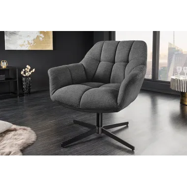 Invicta Fotel obrotowy Papillon obrotowy 360°antracyt aksamit 83 - 90cm / 47474