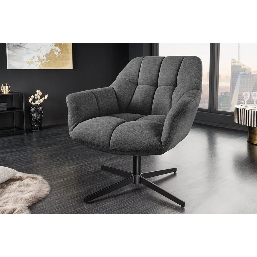 Invicta Fotel obrotowy Papillon obrotowy 360°antracyt aksamit 83 - 90cm / 47474