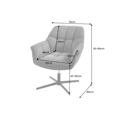 Invicta Fotel obrotowy Papillon obrotowy 360°antracyt aksamit 83 - 90cm / 47474