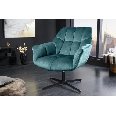 Invicta Fotel obrotowy PAPILLON obrotowy 360°turkusowy aksamit 83 - 90cm / 47473