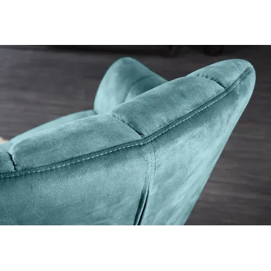 Invicta Fotel obrotowy PAPILLON obrotowy 360°turkusowy aksamit 83 - 90cm / 47473