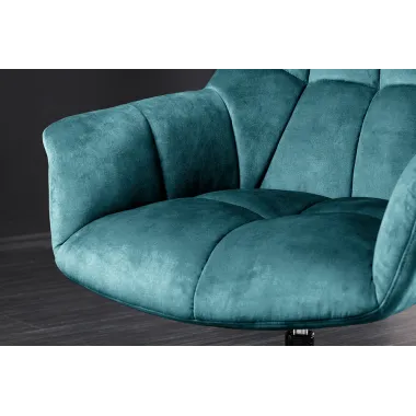 Invicta Fotel obrotowy PAPILLON obrotowy 360°turkusowy aksamit 83 - 90cm / 47473