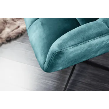 Invicta Fotel obrotowy PAPILLON obrotowy 360°turkusowy aksamit 83 - 90cm / 47473