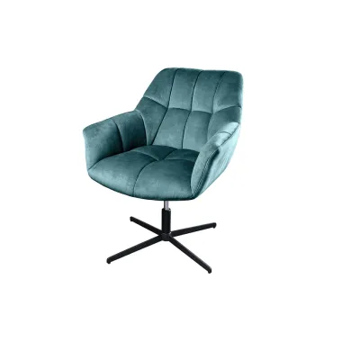 Invicta Fotel obrotowy PAPILLON obrotowy 360°turkusowy aksamit 83 - 90cm / 47473