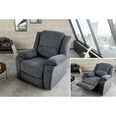 Invicta HOLLYWOOD Fotel kinowy szary tkanina teksturowana 97 x 104 x 100cm / 47594