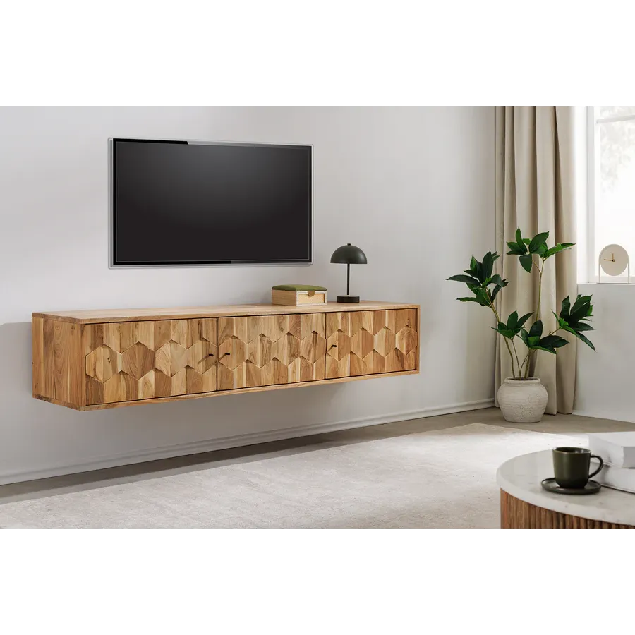 Invicta Szafka RTV MYSTIC LIVING wisząca akacja 160 x 30 x 33cm / 47770