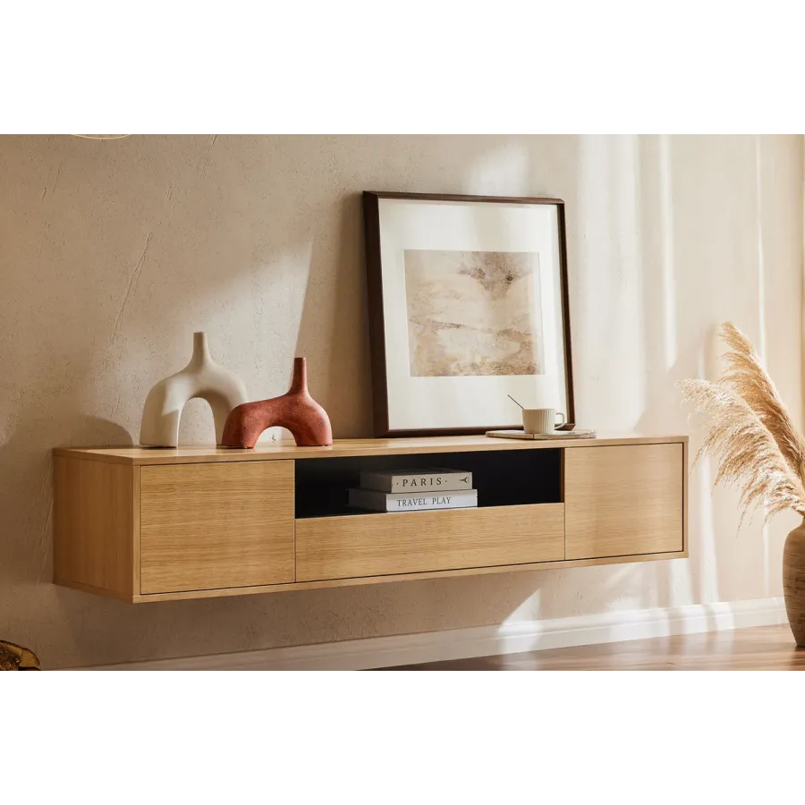 Invicta Szafka RTV LOFT fornir dębowy 150 x 30 x 40cm / 47814