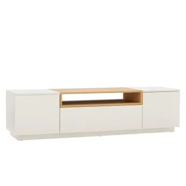 Invicta Szafka RTV LOFT biała fornir dębowy 160 x 40 x42cm / 47810