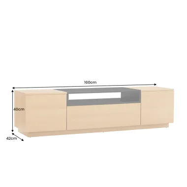Invicta Szafka RTV LOFT naturalna fornir dębowy 160 x 40 x42cm / 47811