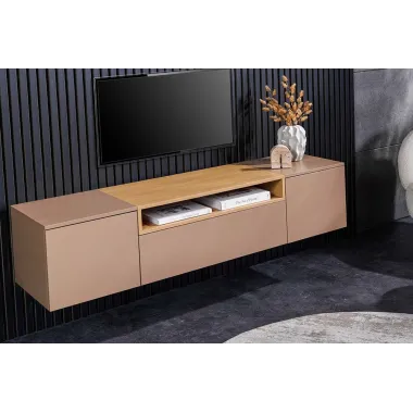 Invicta Szafka RTV LOFT beżowa fornir dębowy wisząca 160 x 36 x 40cm / 47809