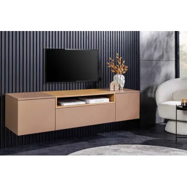 Invicta Szafka RTV LOFT beżowa fornir dębowy wisząca 160 x 36 x 40cm / 47809