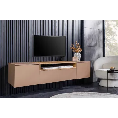 Invicta Szafka RTV LOFT beżowa fornir dębowy wisząca 160 x 36 x 40cm / 47809