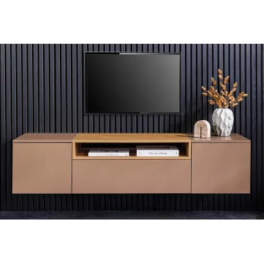 Invicta Szafka RTV LOFT beżowa fornir dębowy wisząca 160 x 36 x 40cm / 47809