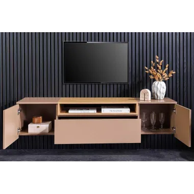 Invicta Szafka RTV LOFT beżowa fornir dębowy wisząca 160 x 36 x 40cm / 47809