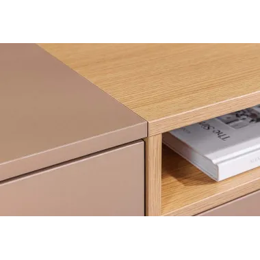 Invicta Szafka RTV LOFT beżowa fornir dębowy wisząca 160 x 36 x 40cm / 47809