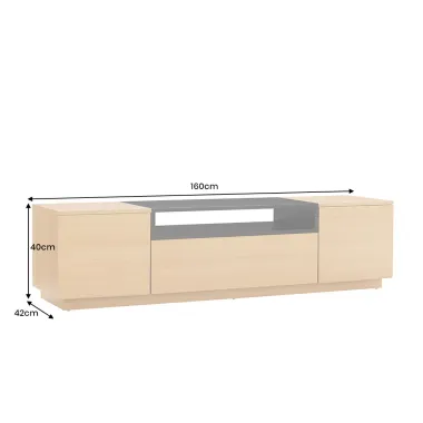 Invicta Szafka RTV LOFT naturalna fornir dębowy 160 x 40 x42cm / 47811