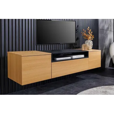 Invicta Szafka RTV LOFT wisząca naturalny fornir dębowy 160 x 36 x 40cm / 47808