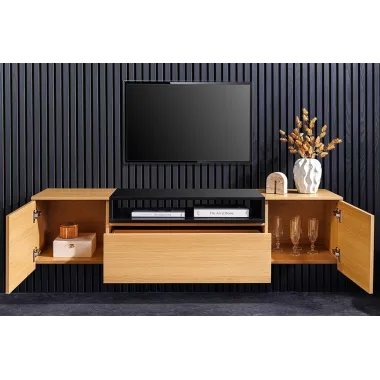 Invicta Szafka RTV LOFT wisząca naturalny fornir dębowy 160 x 36 x 40cm / 47808