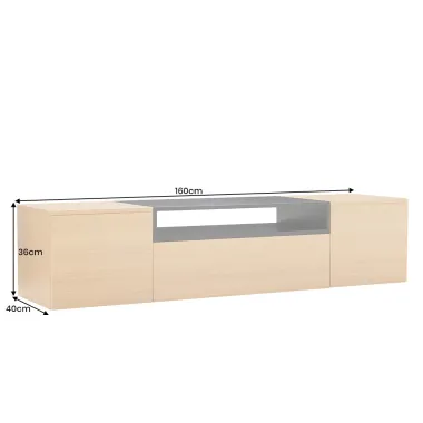 Invicta Szafka RTV LOFT wisząca naturalny fornir dębowy 160 x 36 x 40cm / 47808